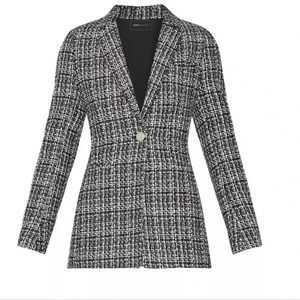 BCBGMAXAZRIA Women's Black & White Tweed Jacket sz L **FREE SHIPPING**